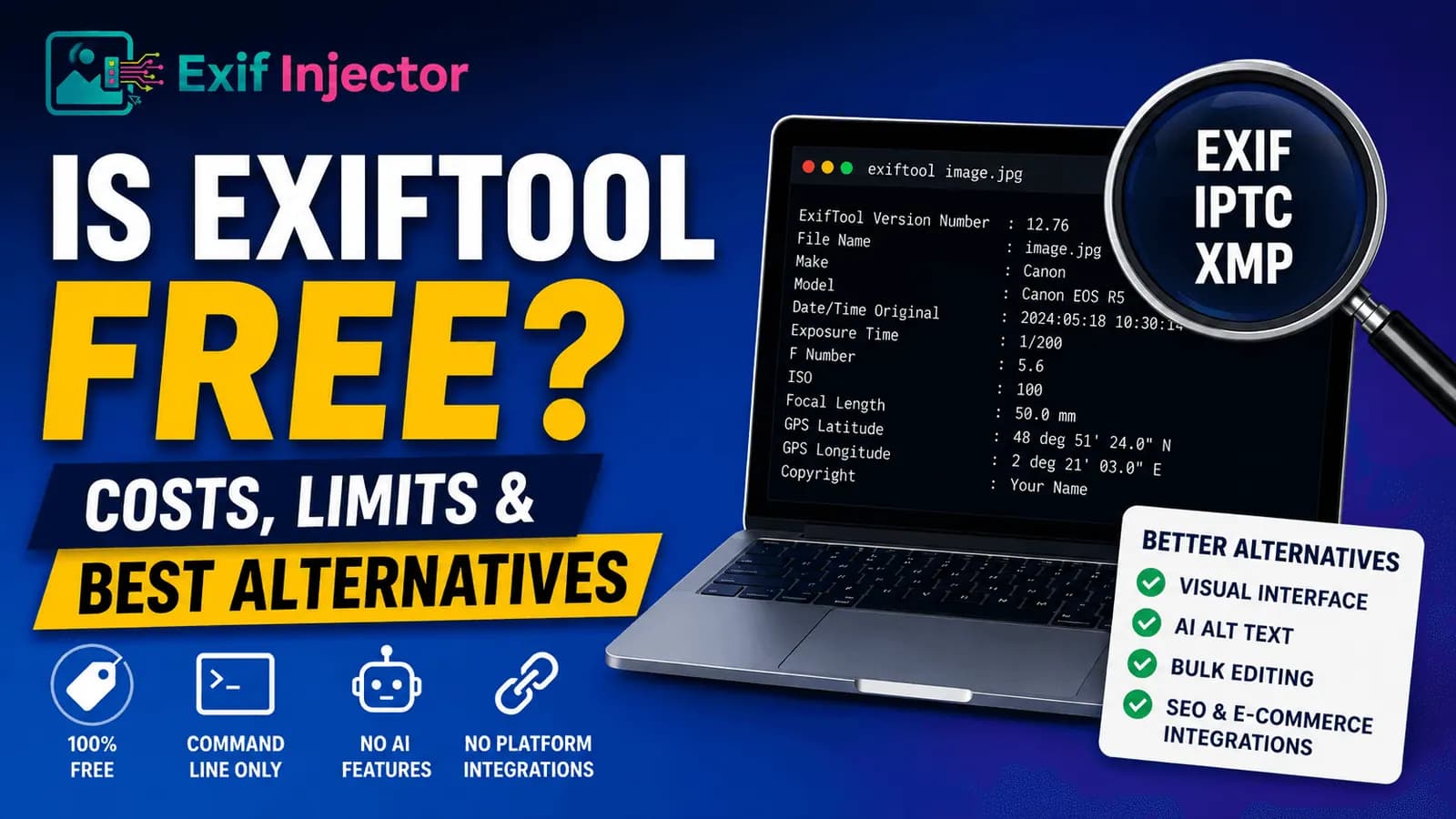 Is ExifTool Free? Costs, Limits & Best Alternatives
