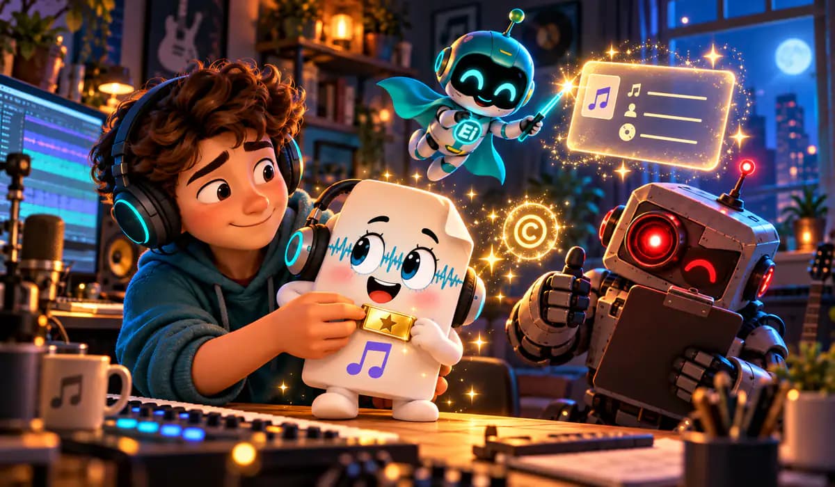 Le créateur ajoute son nom d'artiste et son copyright au morceau nettoyé